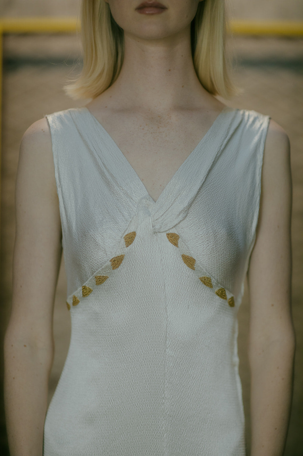 1930s textured satin beaded gown
