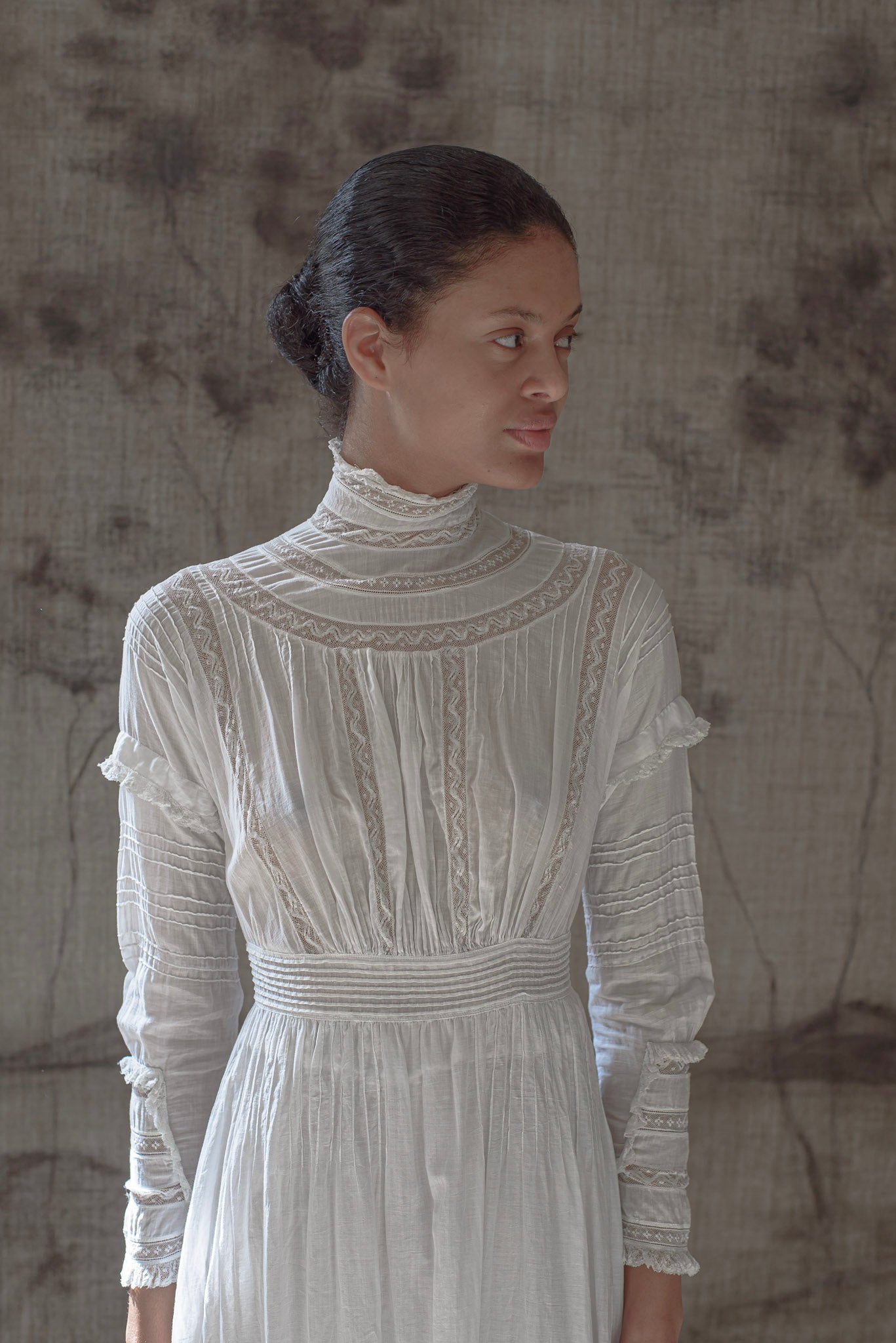 edwardian cotton dress Antique Edwardian Cotton Voile Dress