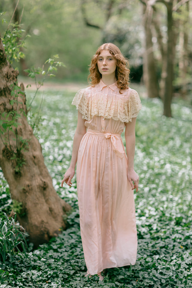 1930s embroidered silk lace nightgown Paris