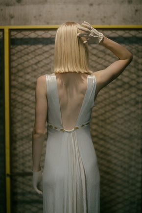 1930s textured satin beaded gown