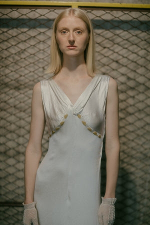 1930s textured satin beaded gown